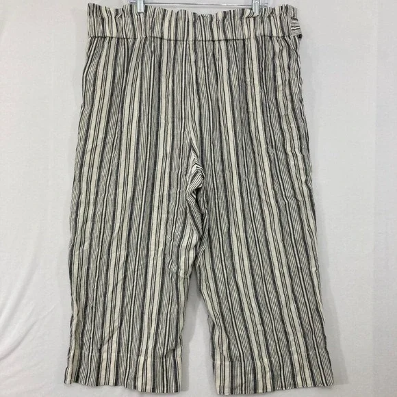 New Zac & Rachel size XXL‎ Wide Leg Striped Linen Blend Belted Cropped Pants - Picture 10 of 12